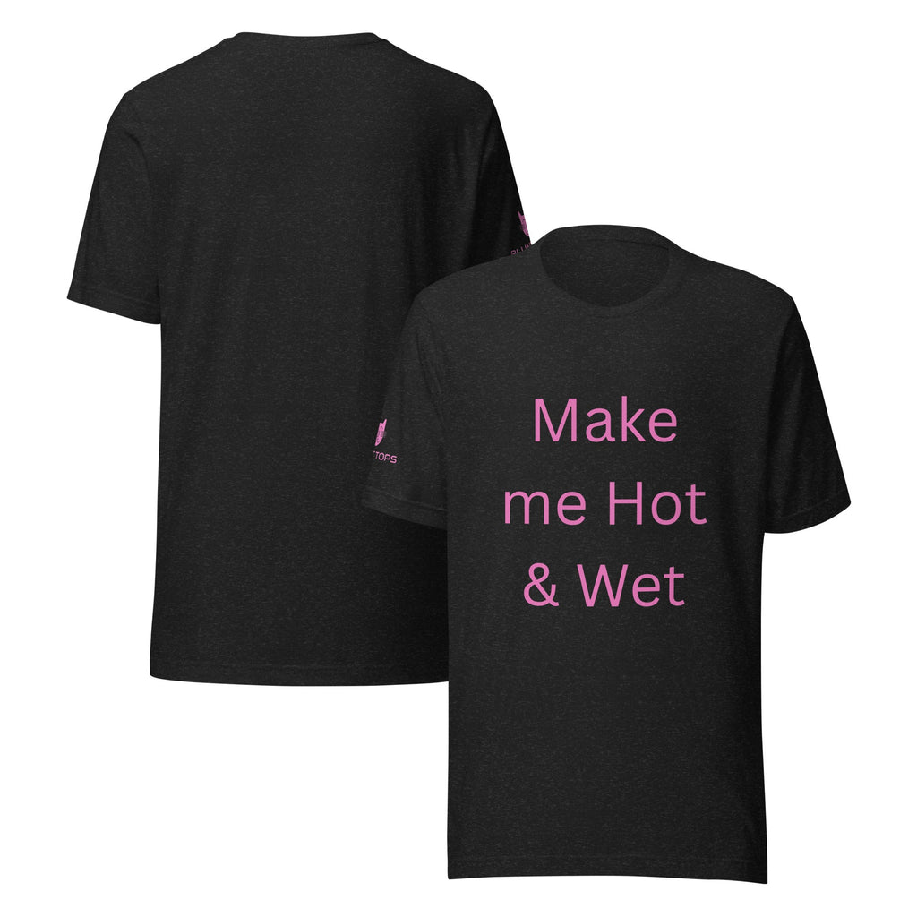 Hot & Wet T-Shirt in Black Heather, front and back view