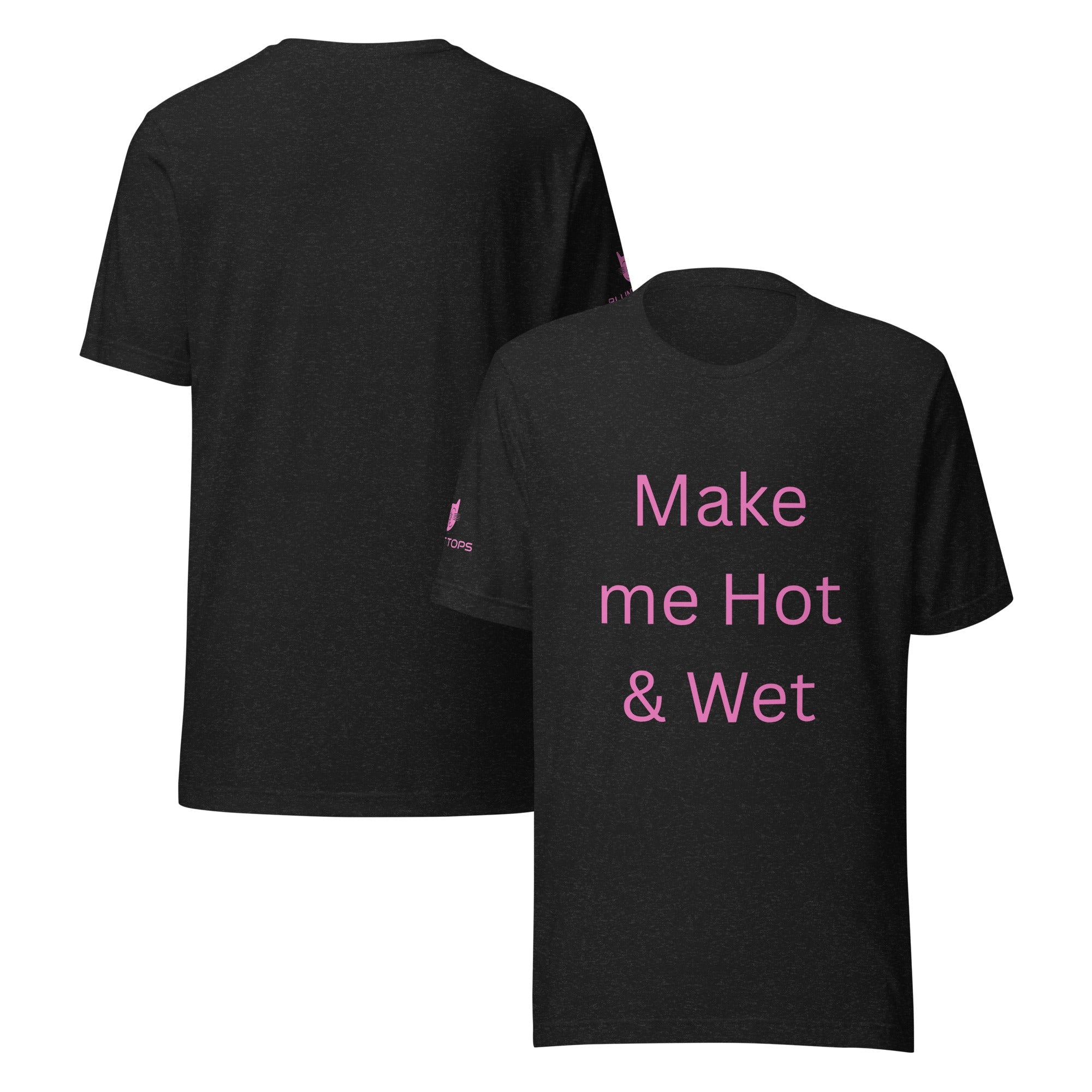 Hot & Wet T-Shirt in Black Heather, front and back view