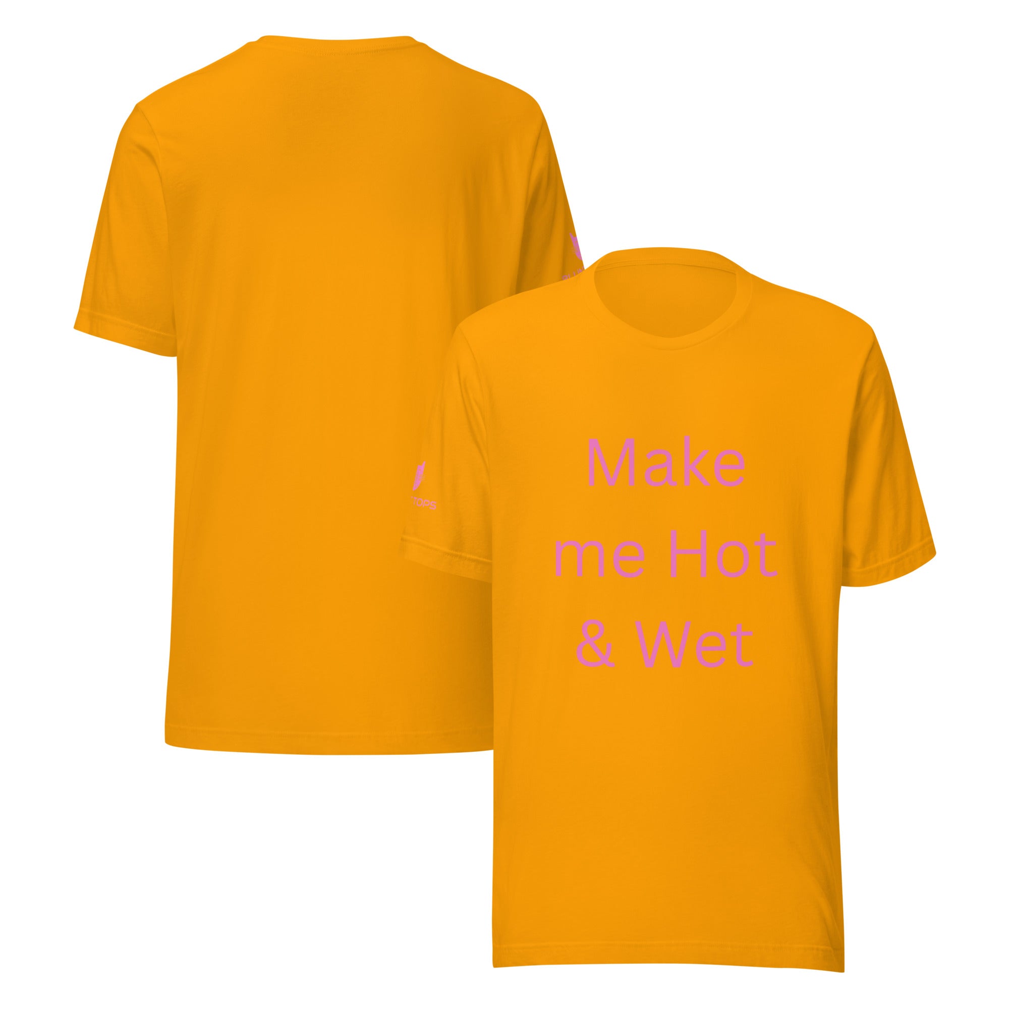 Hot & Wet T-Shirt in Gold, front and back view
