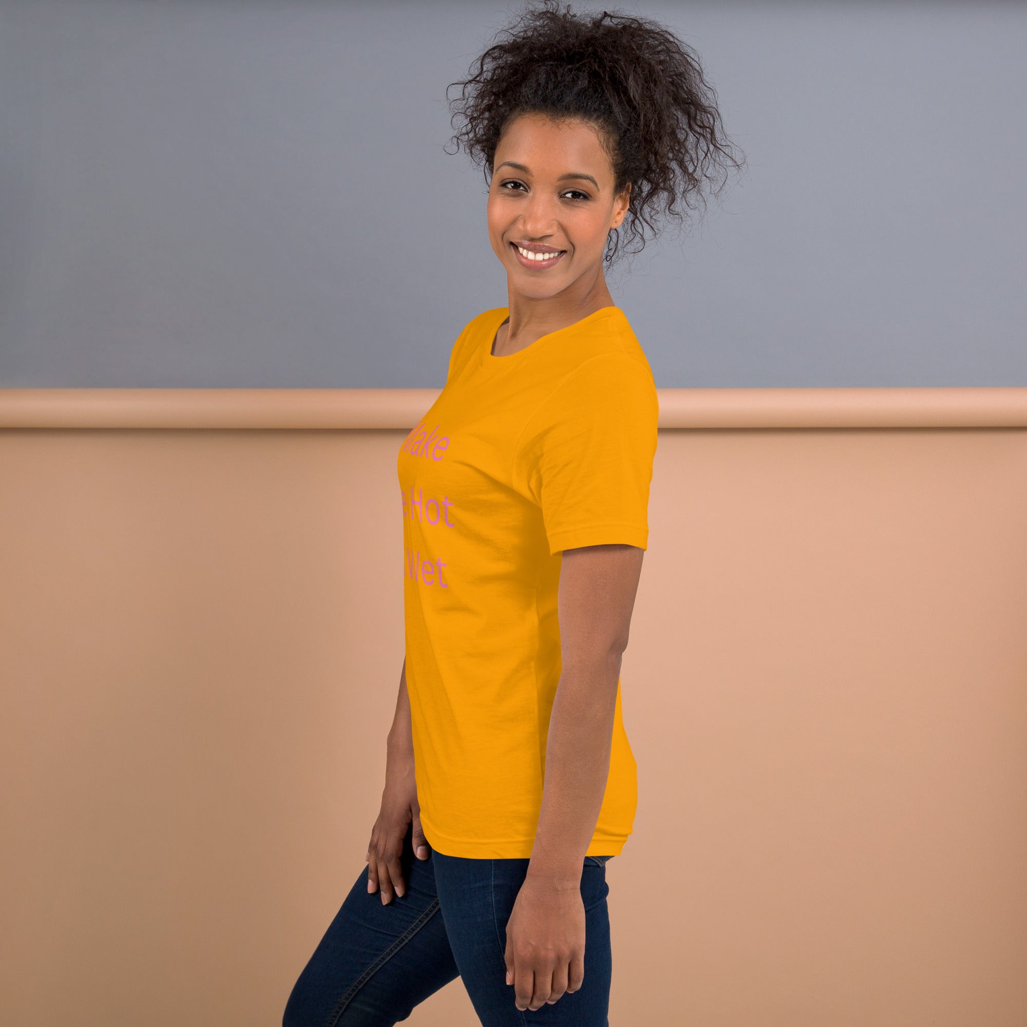 Hot & Wet T-Shirt in Gold, left side view