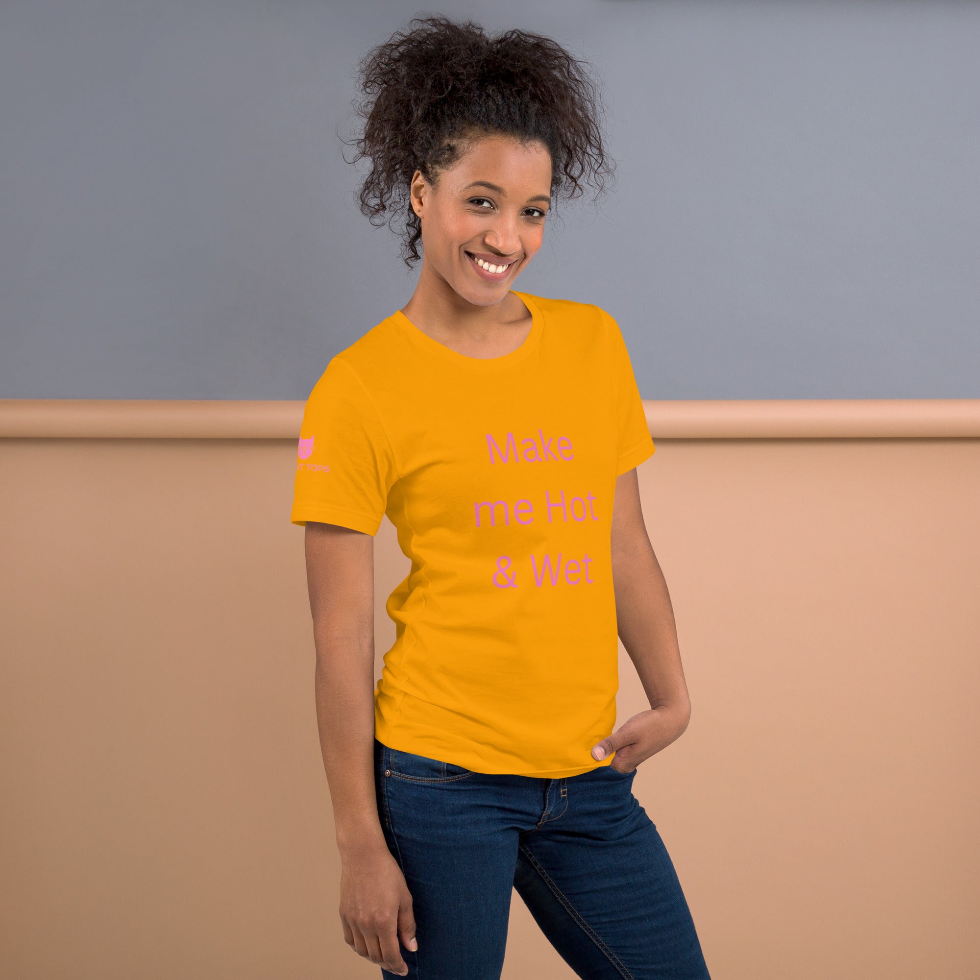 Hot & Wet T-Shirt in Gold, right side view