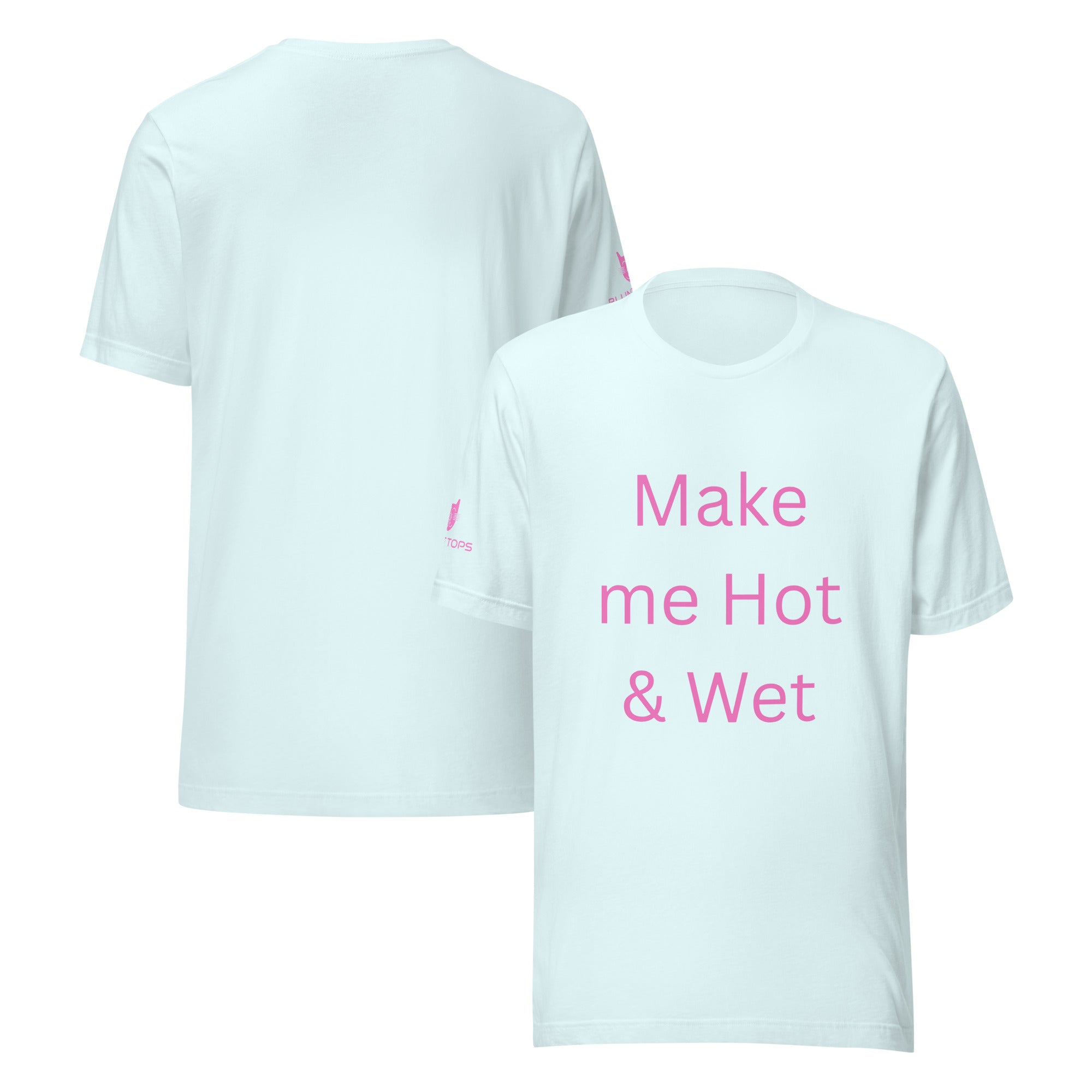 Hot & Wet T-Shirt in Heather Ice Blue, front and back view