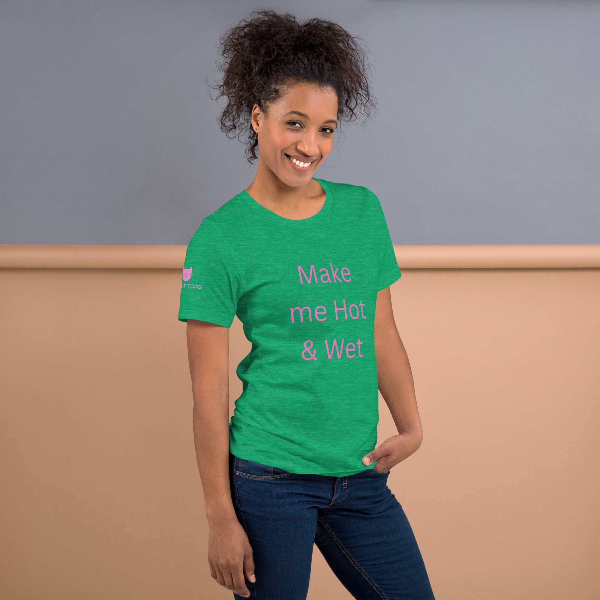 Hot & Wet T-Shirt in Heather Kelly, right side view