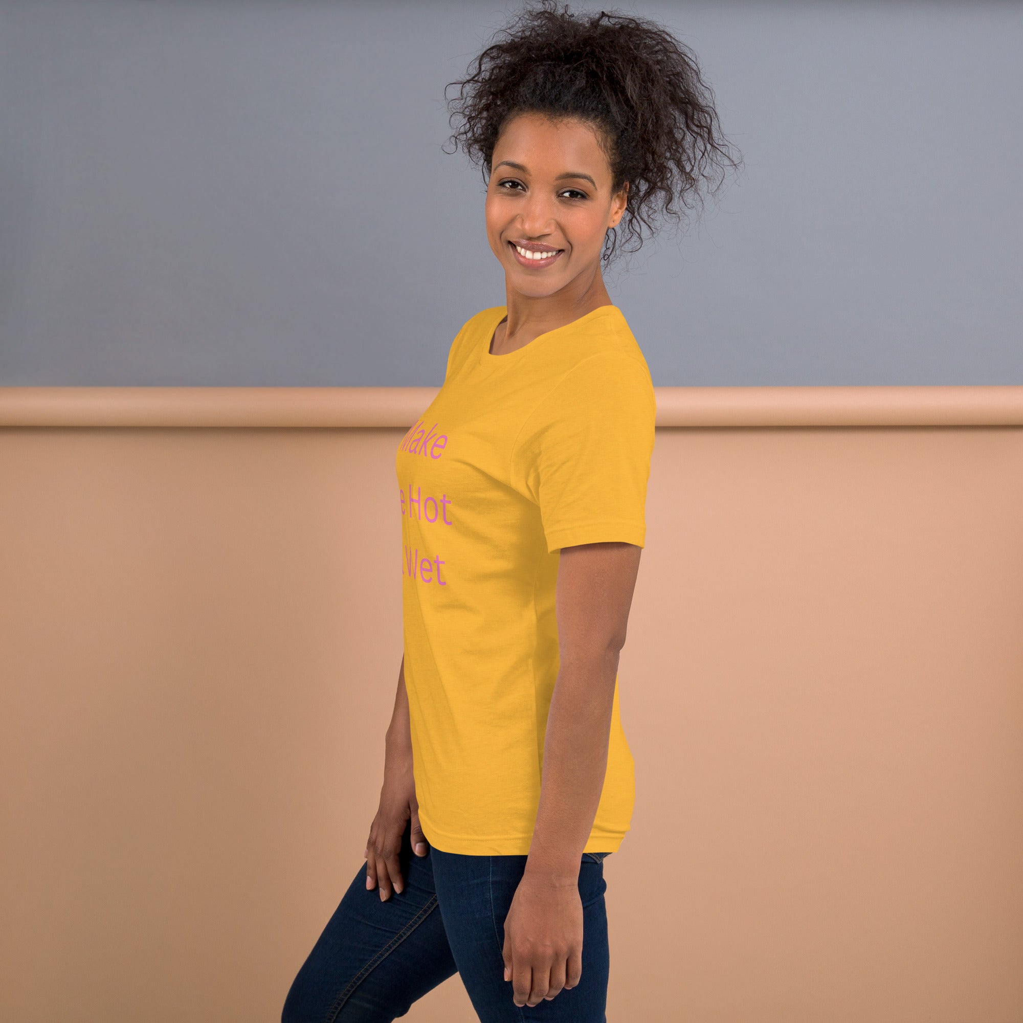 Hot & Wet T-Shirt in Heather Yellow Gold, left side view